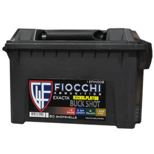 Fiocchi Field Box 12 Gauge 2 3/4″ #00 Buckshot 9 Pellets High Velocity Nickel Plated 80 Rounds